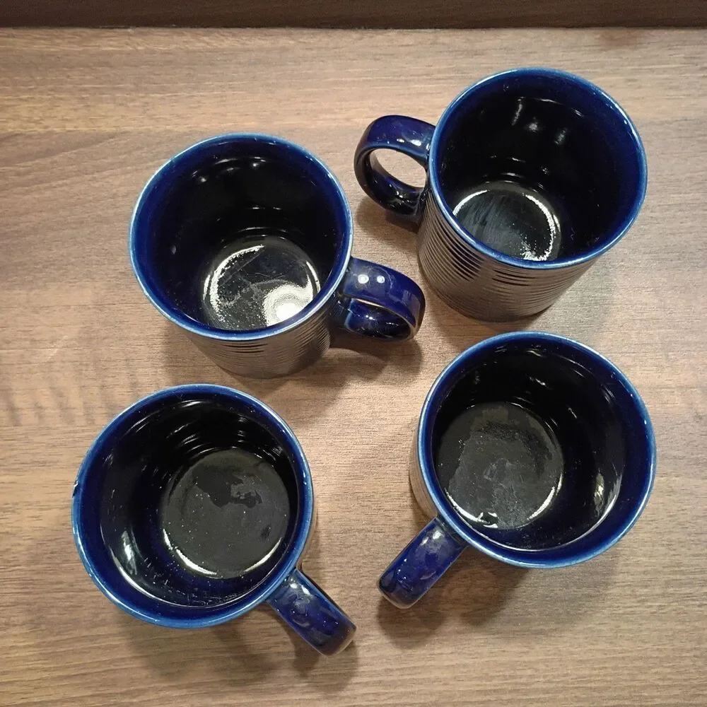 Set of 4 cobalt blue Pier 1 coffee mugs